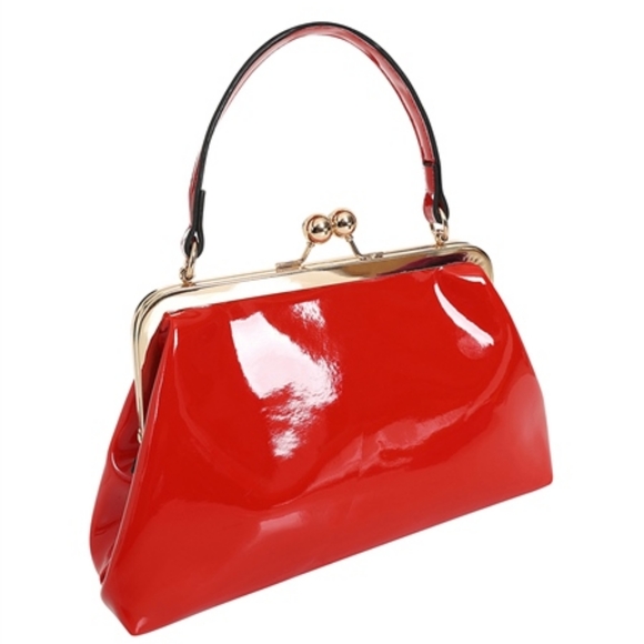 Collectif Handbags - NWT Collectif Doris Elegant Patent Vibrant Retro Lipstick Red Purse Clutch Bag
